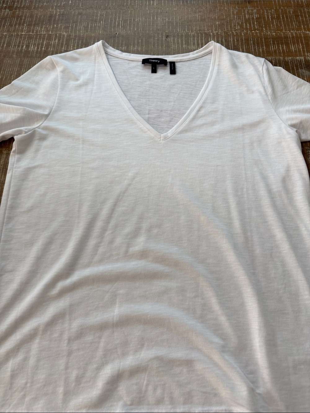 Theory White V-Neck Short Sleeve Tee Top